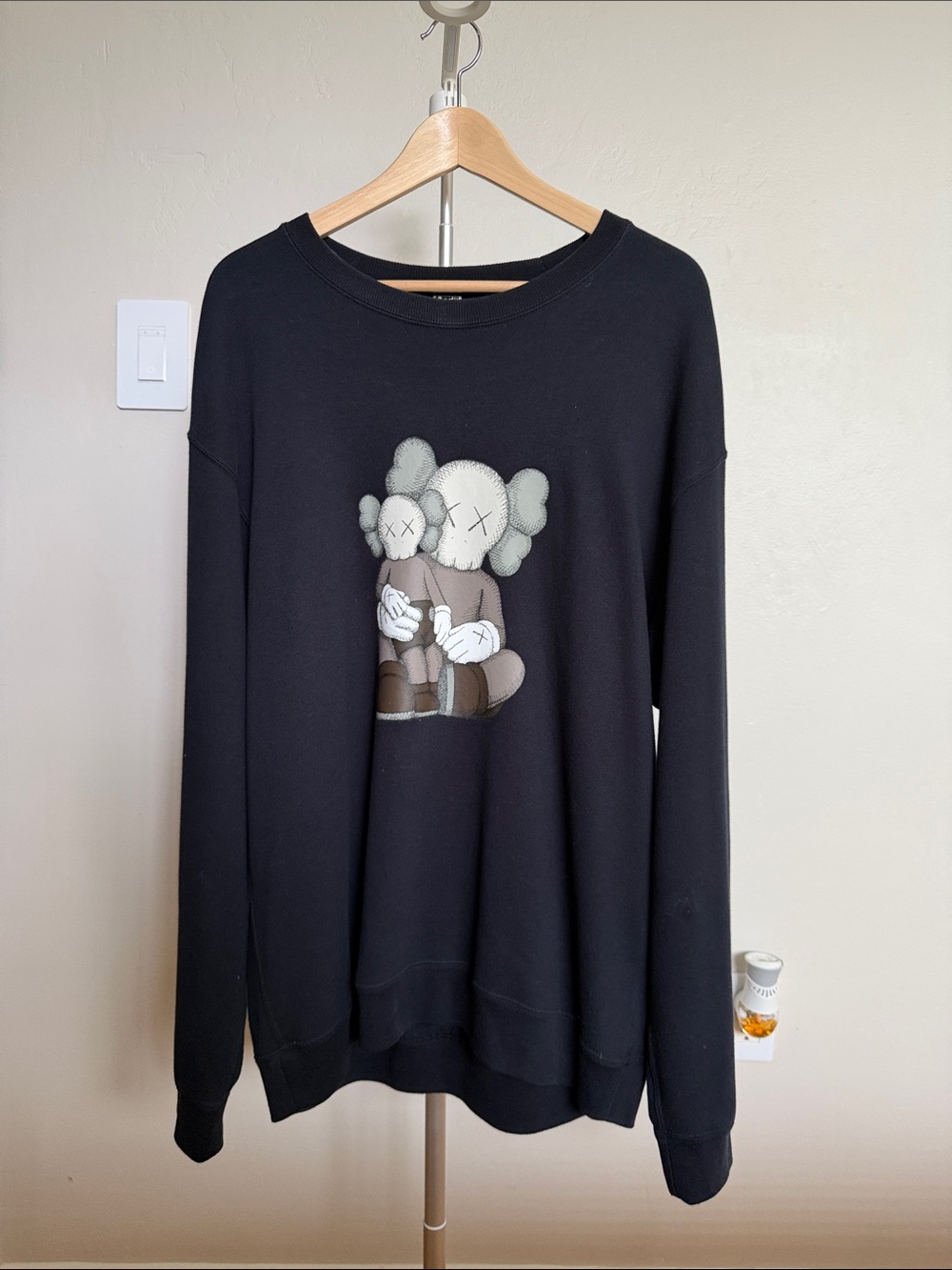 Uniqlo x KAWS Black Crewneck Sweater with KAWS Companion Graphic